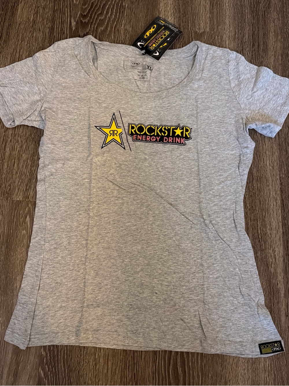 Women’s XL Rockstar Energy Drink Gray Logo T‑Shirt